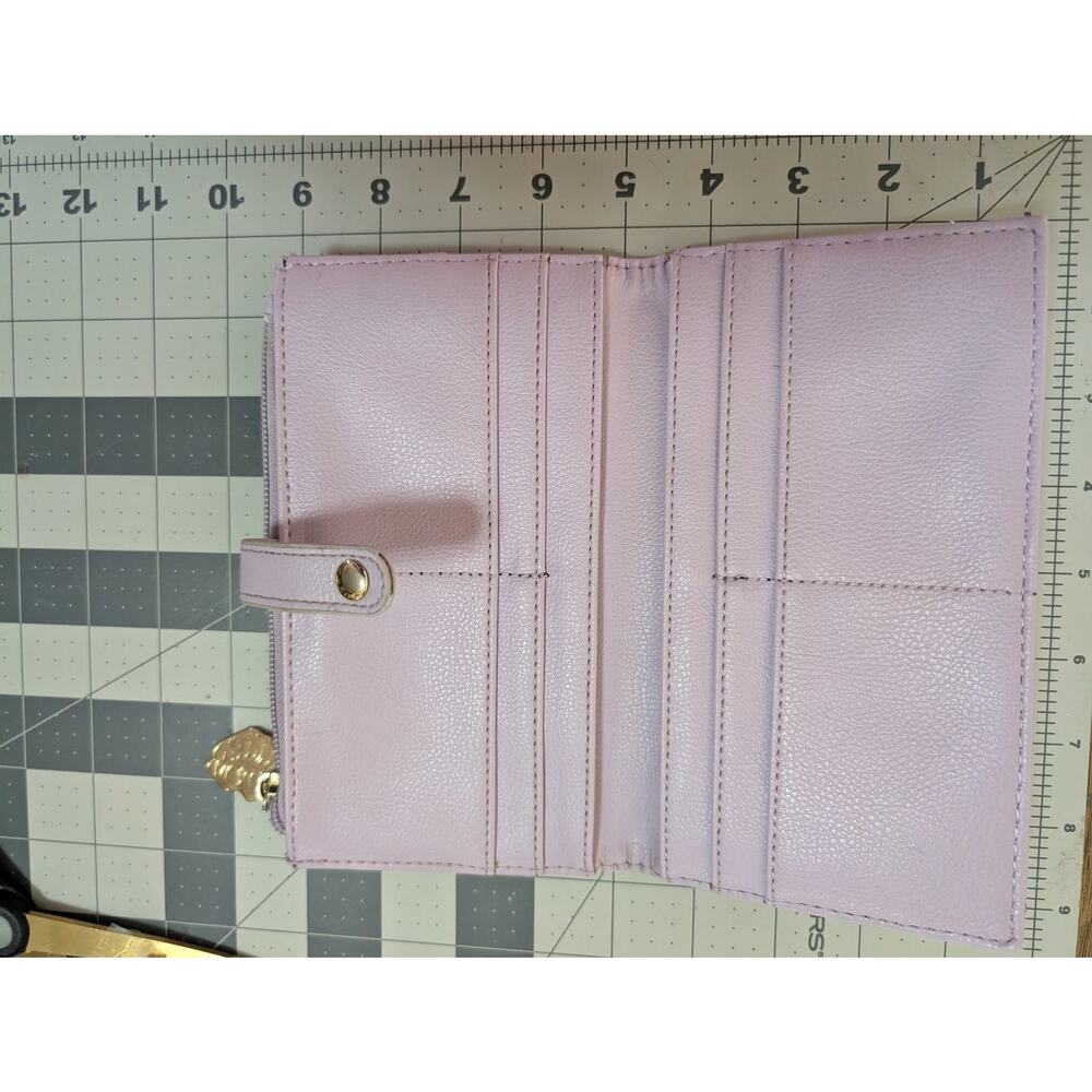 Betsey Johnson Lavender Quilted Heart Wallet Women's Faux Leather Snap Clutch - Picture 7 of 7